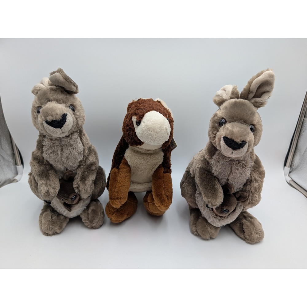 Wild Republic Adventures Kangaroo Joey Plush Stuffed Animal Lot of 3 Outback